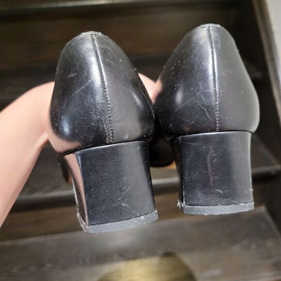 Vintage 90s Italy Francesca Black Leather Heels Shoes Size: 7US - Picture 6 of 8